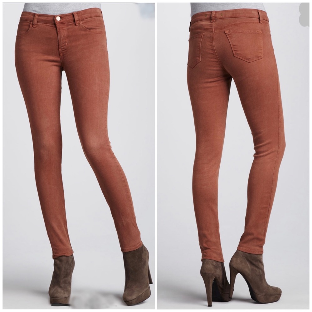 J. Brand Super Skinny Jeans in Bourbon Orange